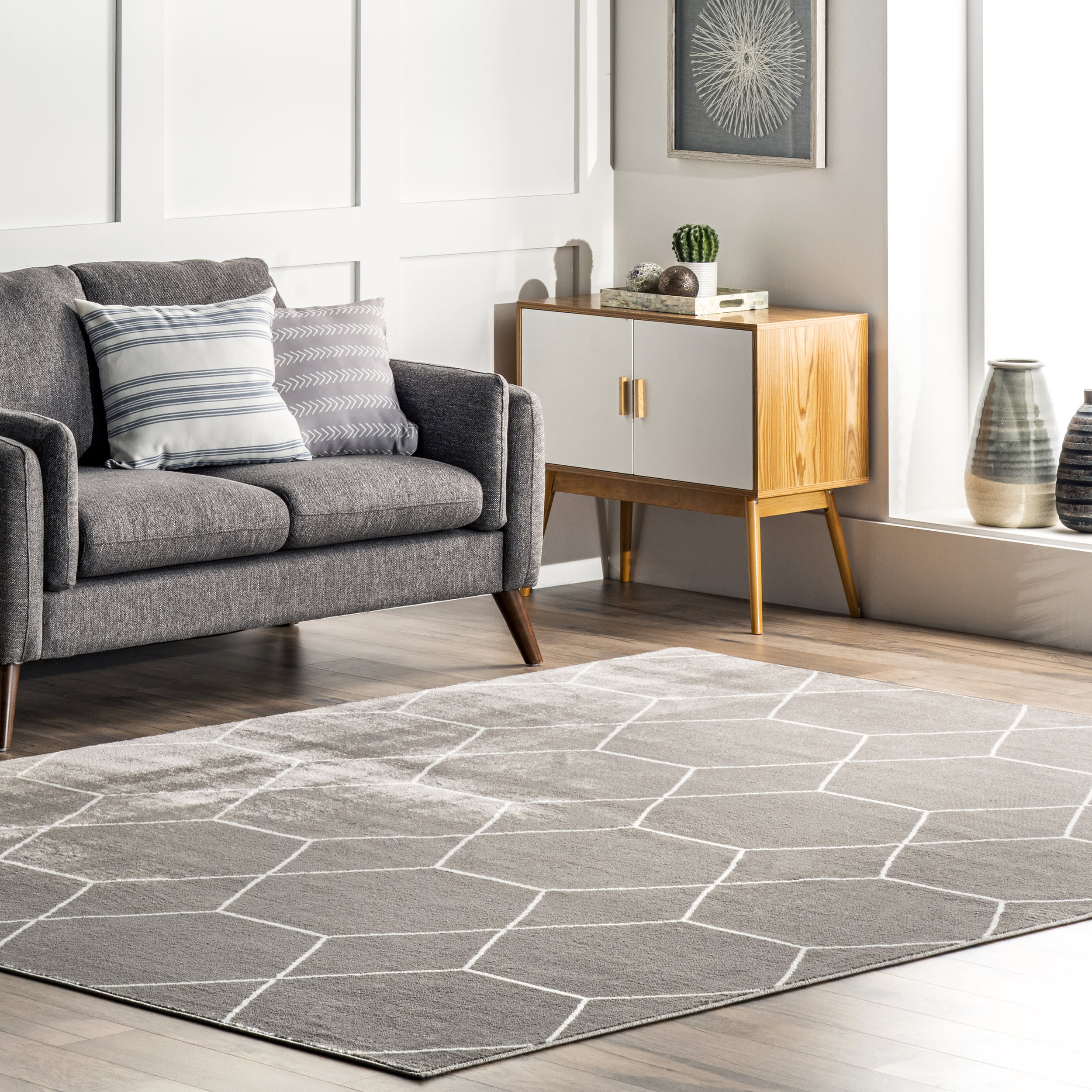 Jacqueline Honeycomb Trellis Rug | Grey