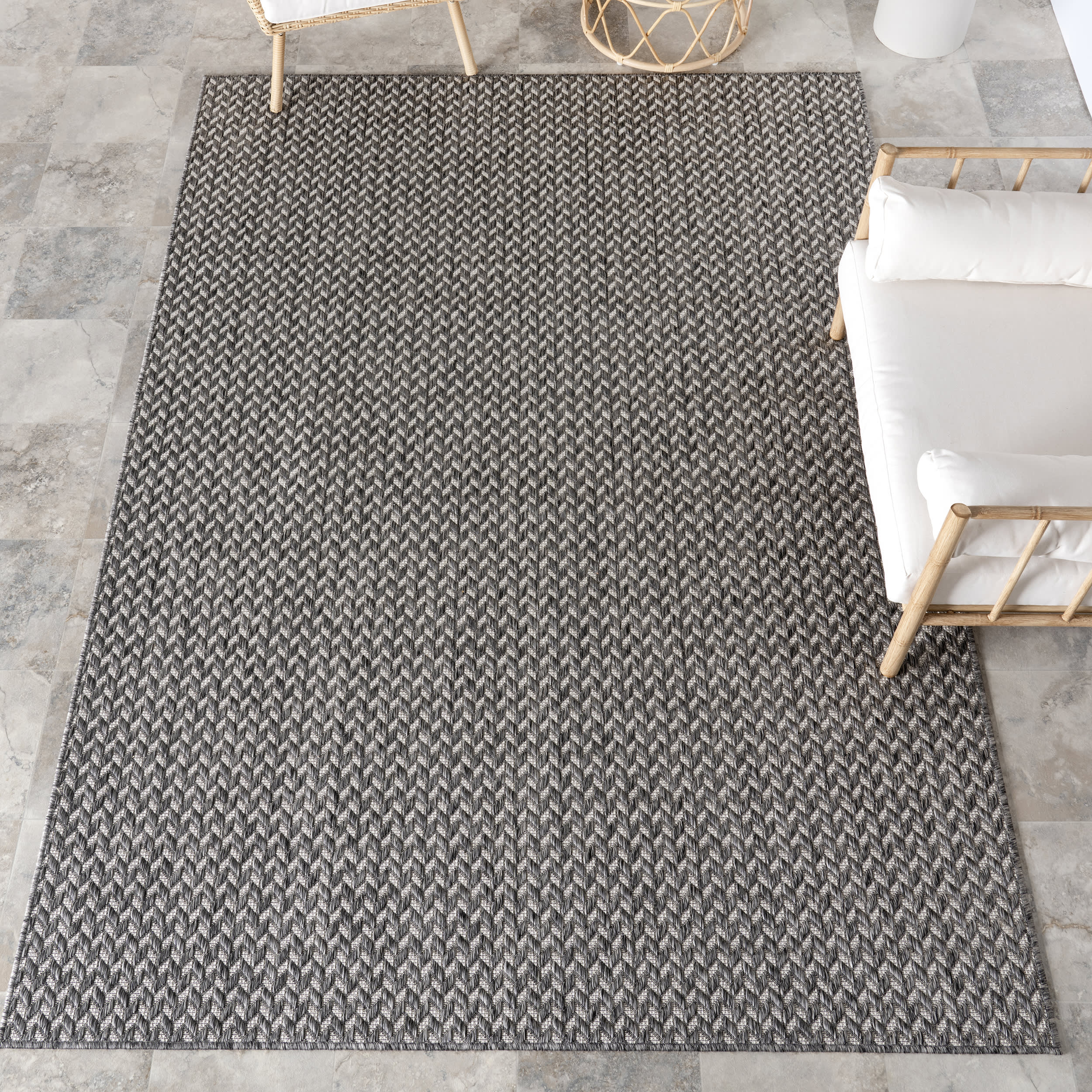 Taraji Herringbone Indoor/Outdoor Rug | Light Grey Secondary image