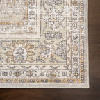 Meena Fading Garden Spill Proof Washable Rug | Beige
