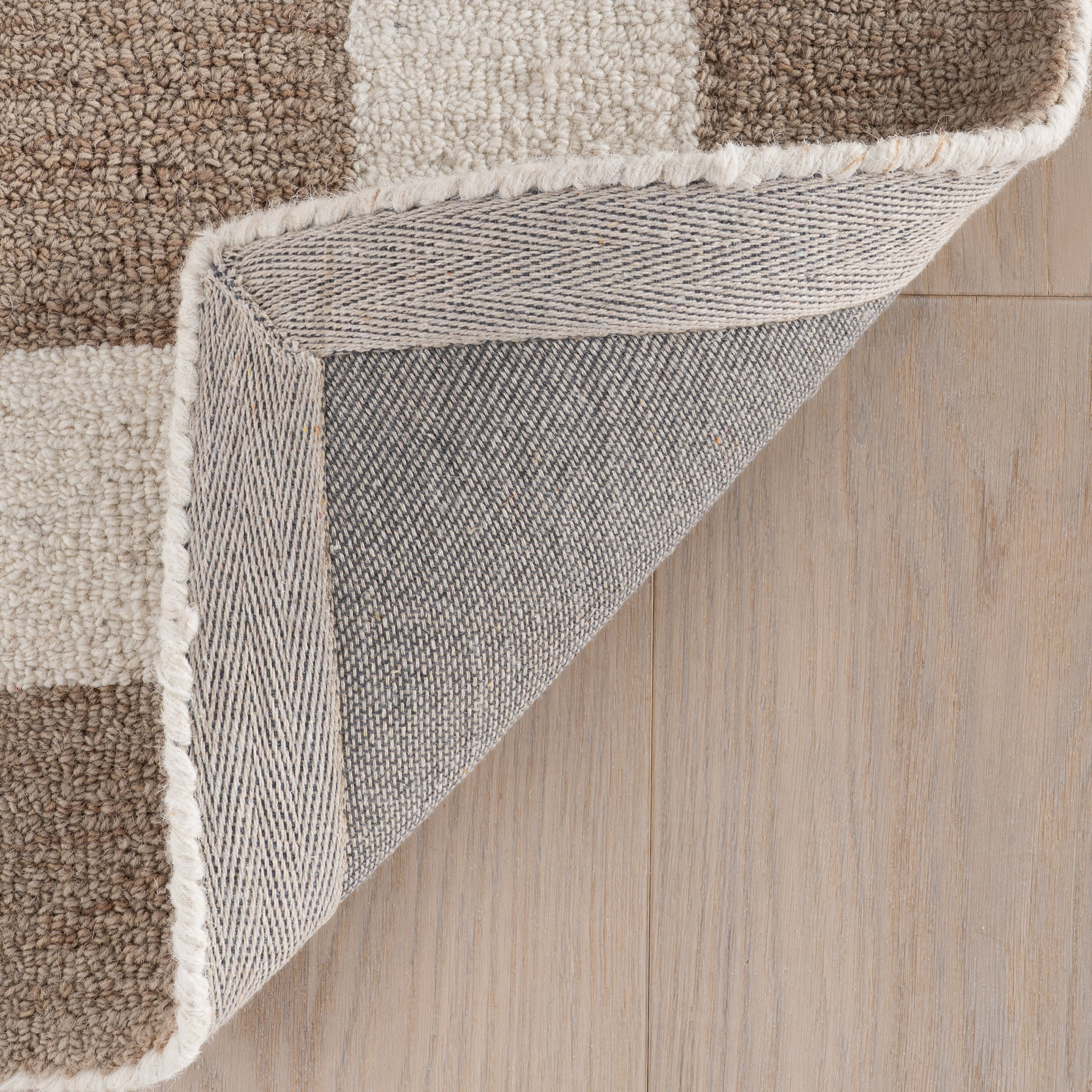Calina Modern Checkered Indoor Wool Rug | Taupe