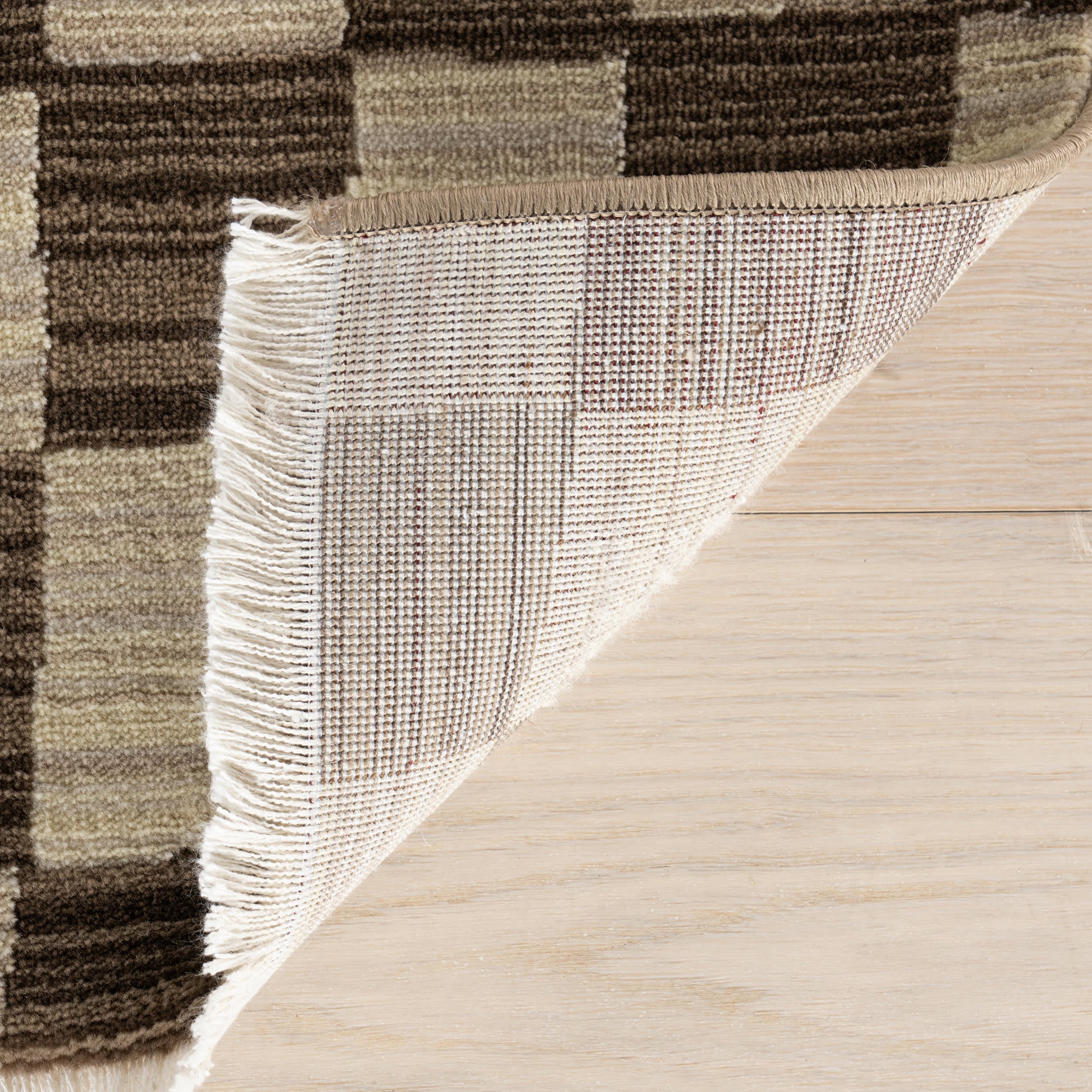 Rasali Checkered Box Rug | Brown