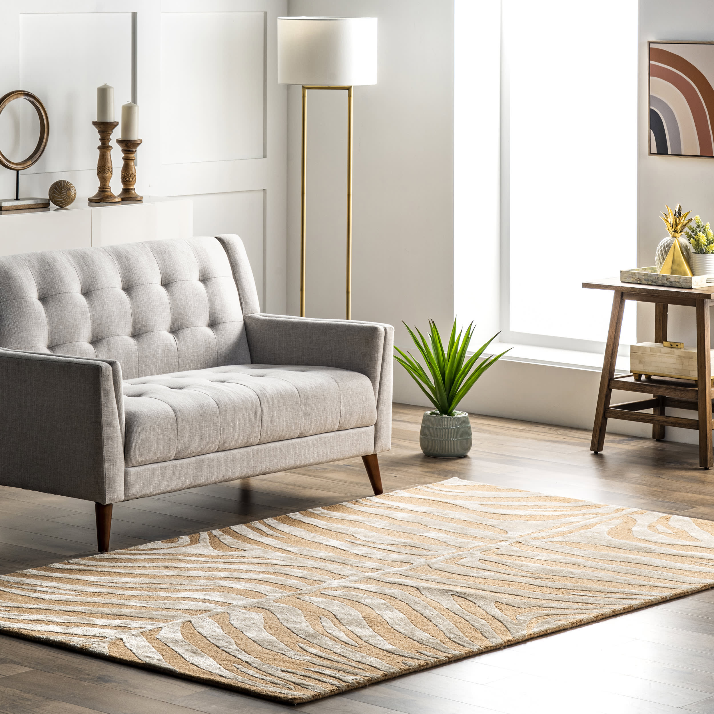 Kylie Wool-Blend Zebra Rug | Tan Secondary image