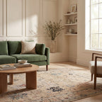 Ilysera Traditional Bordered Washable Rug | Beige