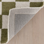 Calina Modern Checkered Indoor Wool Rug | Green