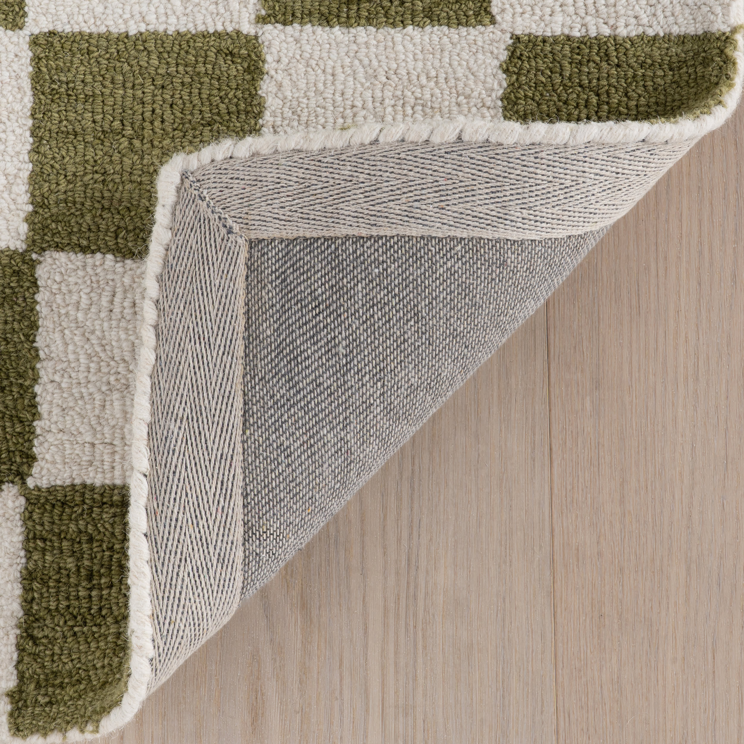 Calina Modern Checkered Indoor Wool Rug | Green