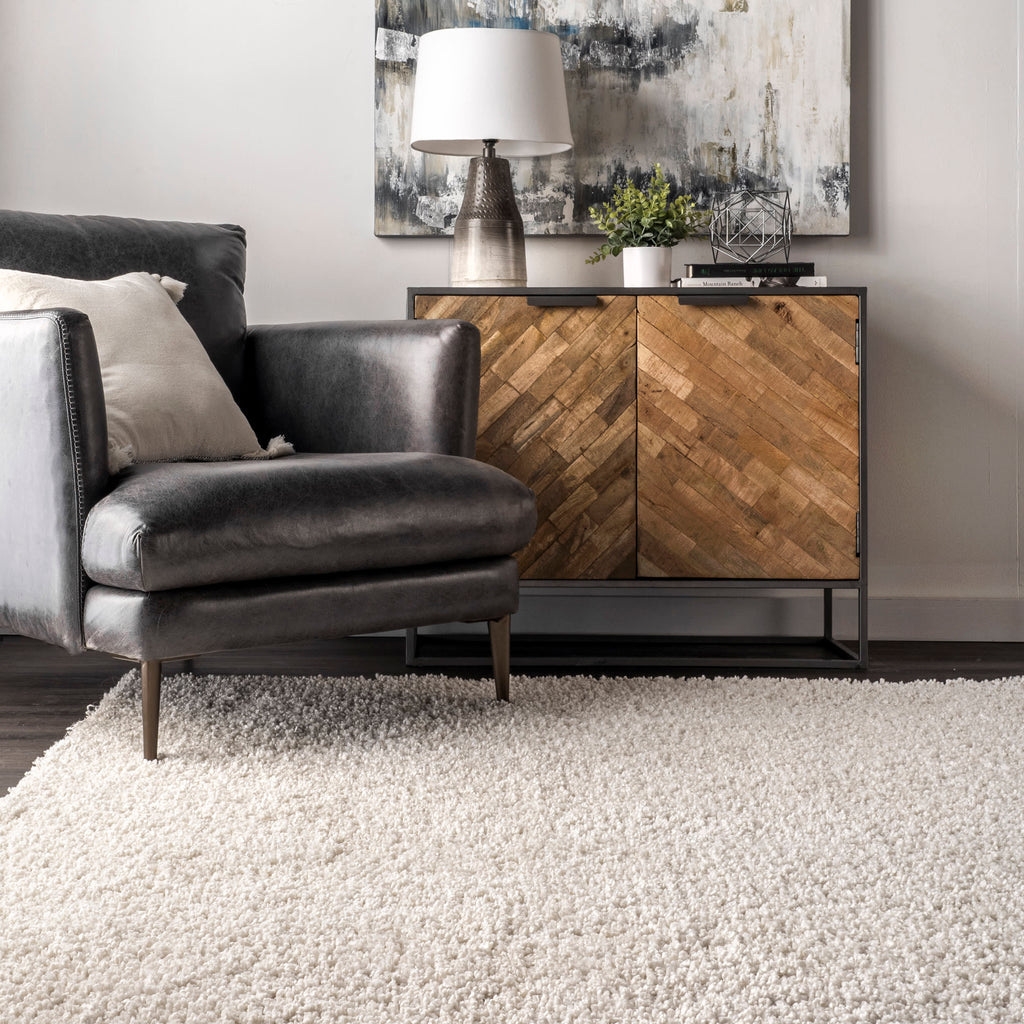 Soft Solid Shag Rug | White