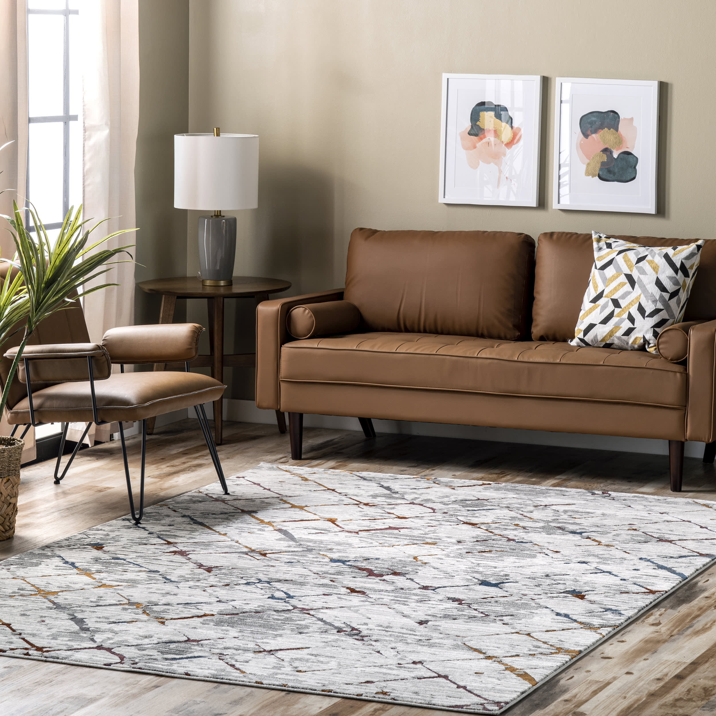 Striated Abstract Rug | Light Grey Secondary image