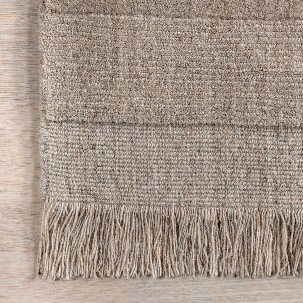 Mozai Fringed Wool-Blend Rug | Beige