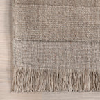 Mozai Fringed Wool-Blend Rug | Beige