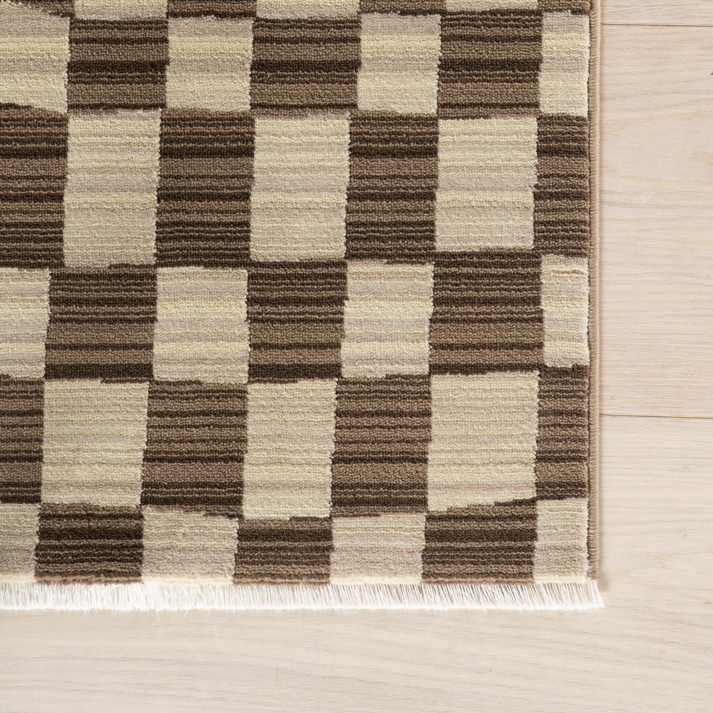 Rasali Checkered Box Rug | Brown