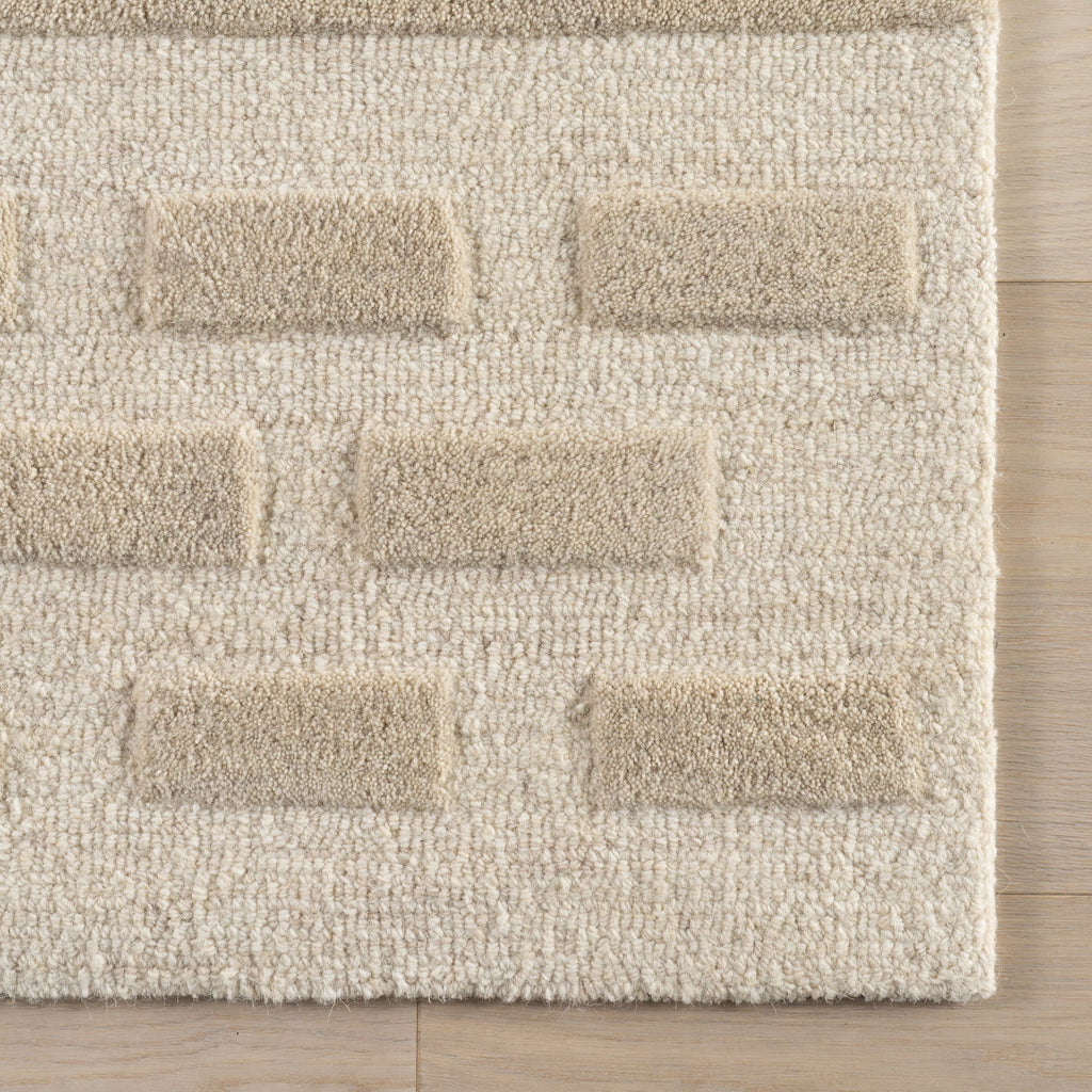 Hazel Bohemian Striped Wool Rug | Ivory