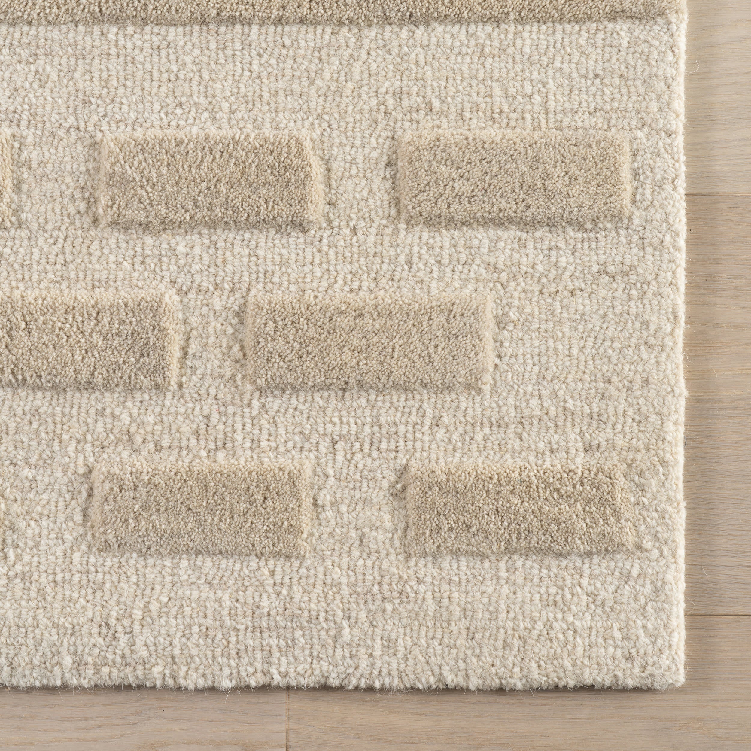 Hazel Bohemian Striped Wool Rug | Ivory