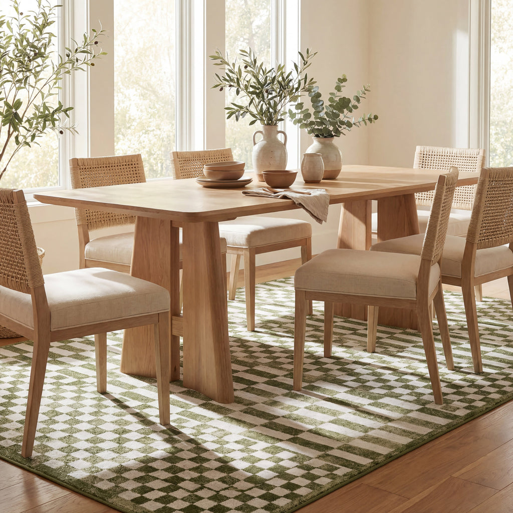 Kallie Washable Tiled Rug | Green