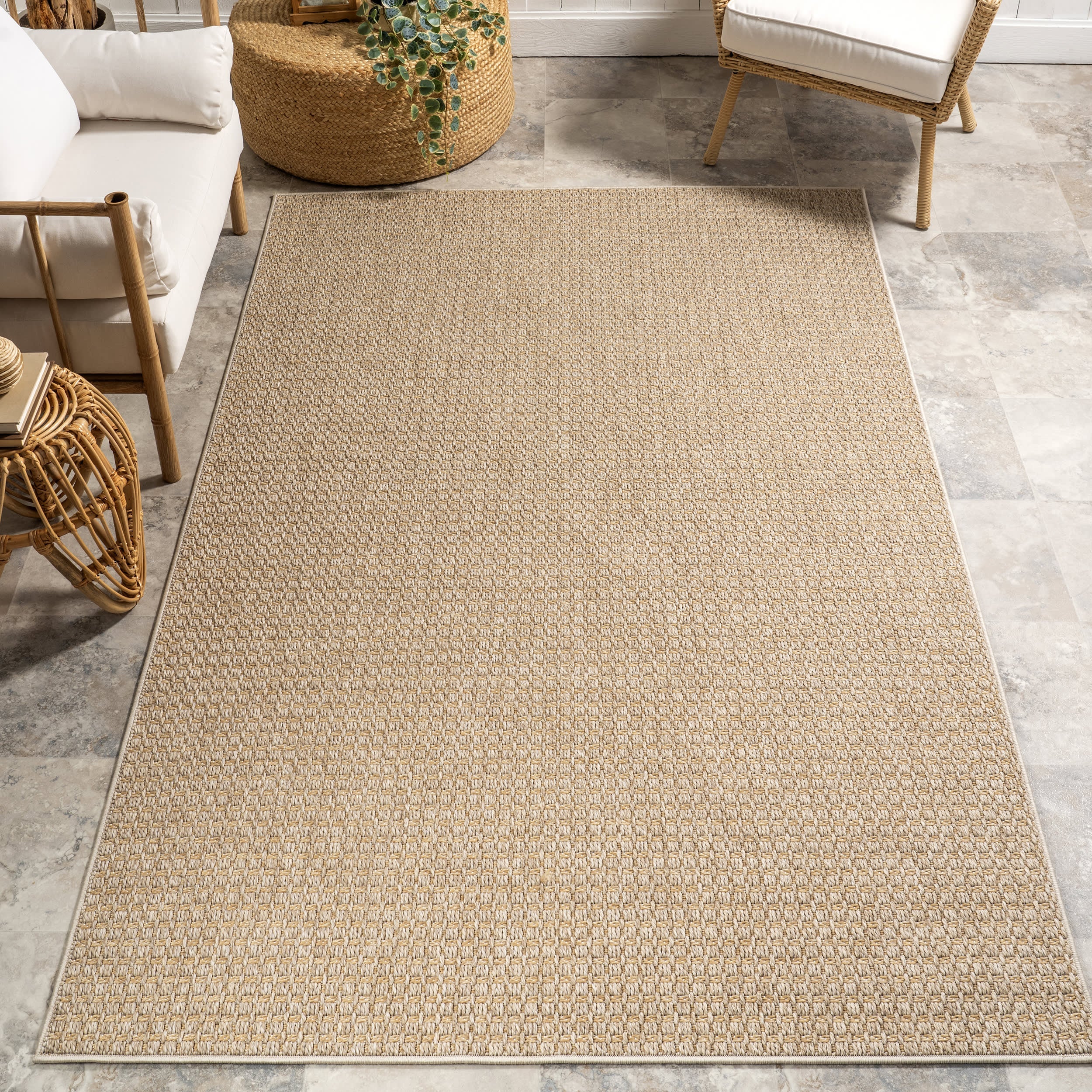 Alora Textured Geometric Indoor/Outdoor Rug | Beige Secondary image