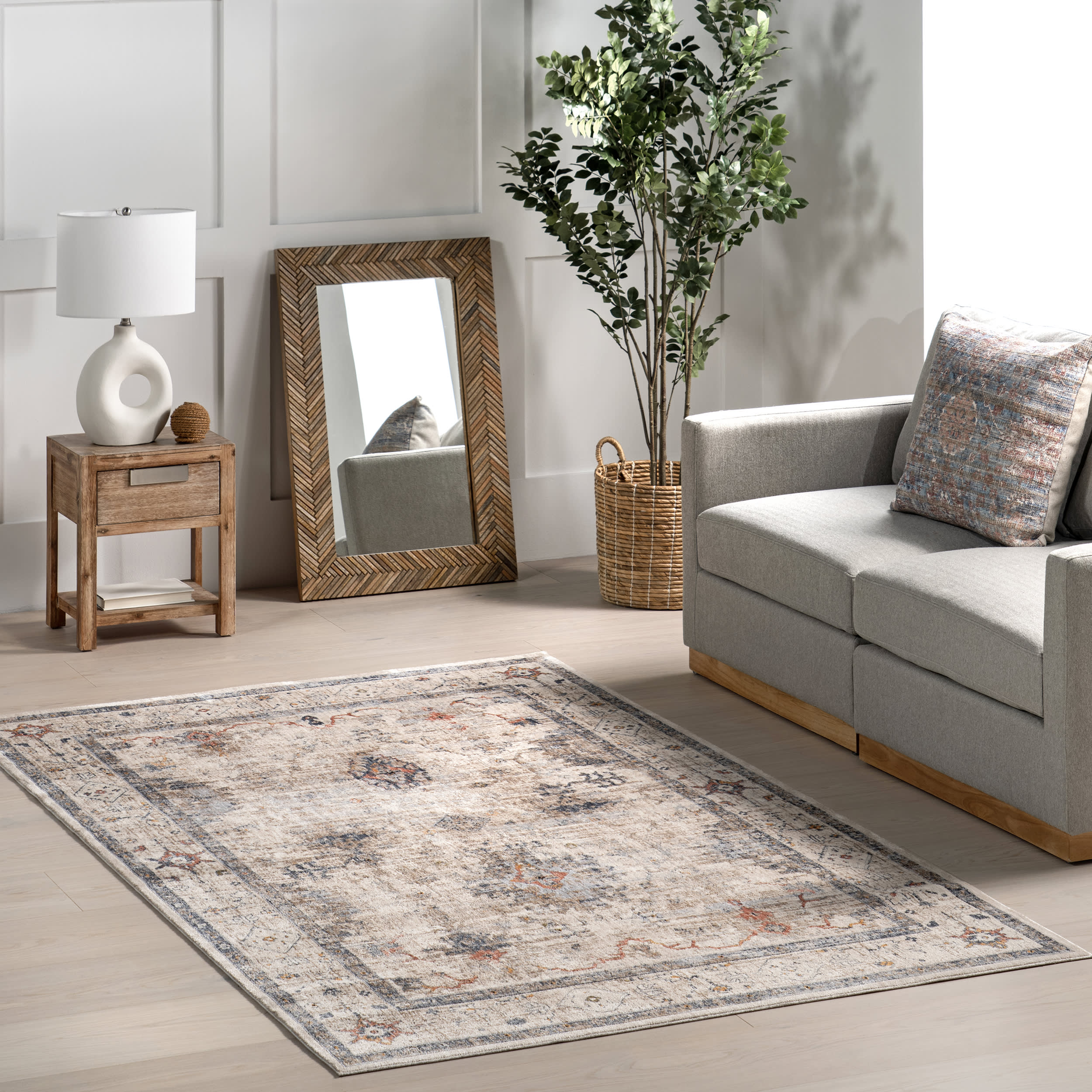 Revkah Traditional Vintage Rug | Beige Secondary image