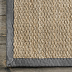 Seagrass with Border Rug | Dark Grey
