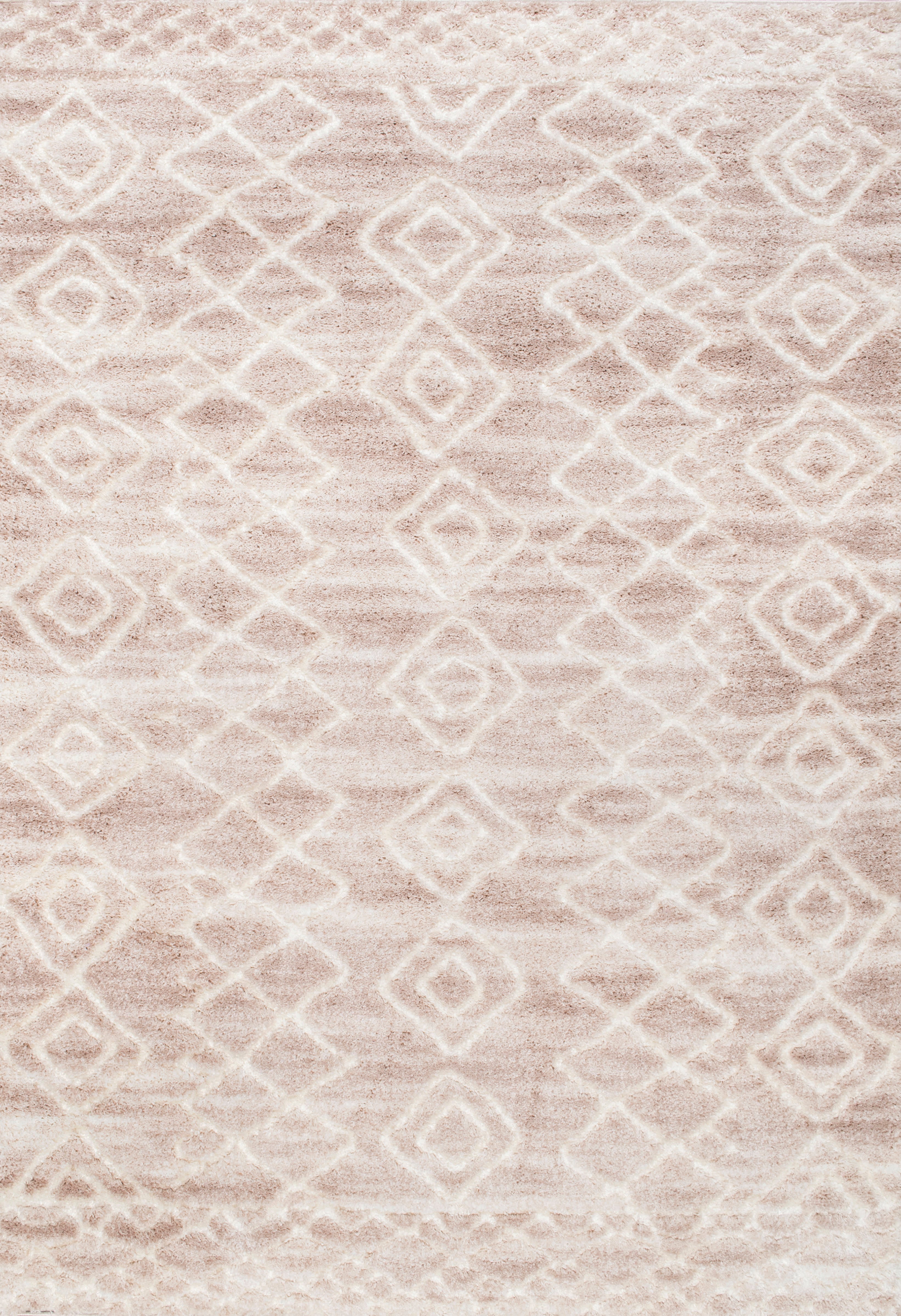 Carved Moroccan Diamonds Rug | Light Beige Main image