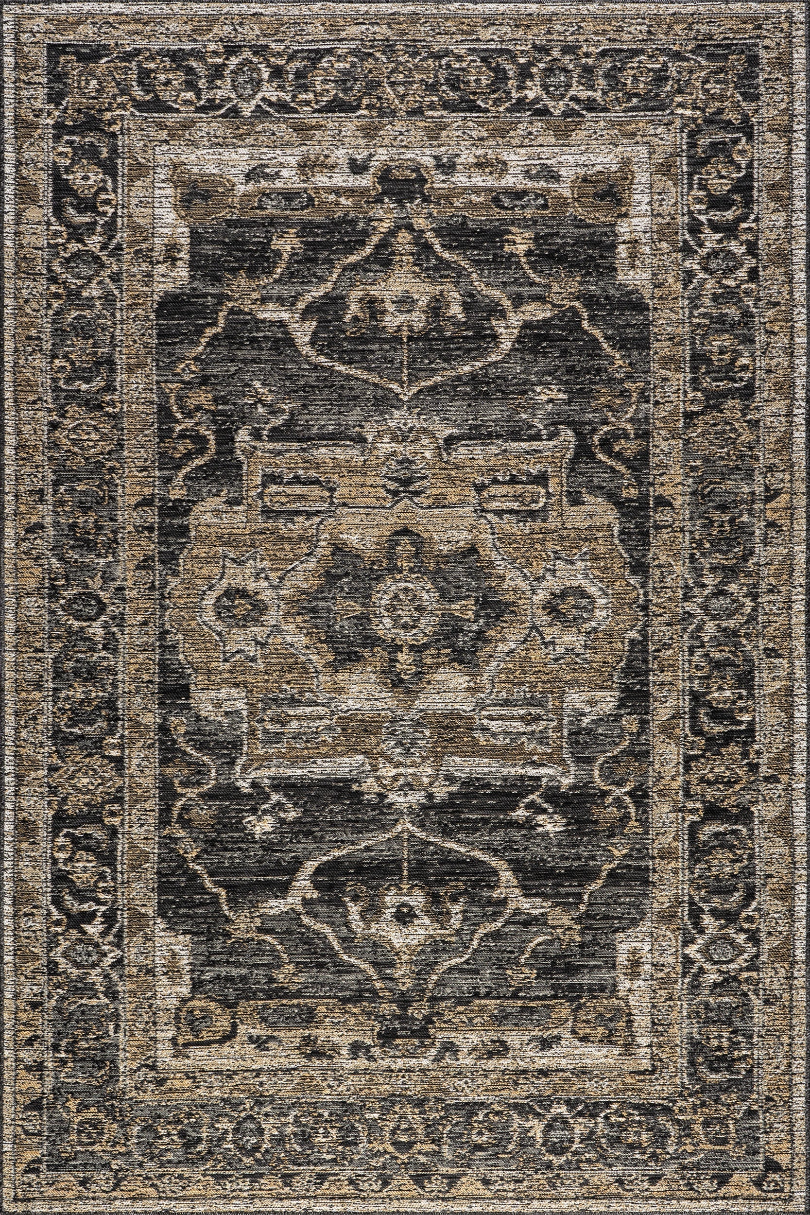 Alivia Medallion Reversible Indoor/Outdoor Rug | Cream & Charcoal Main image