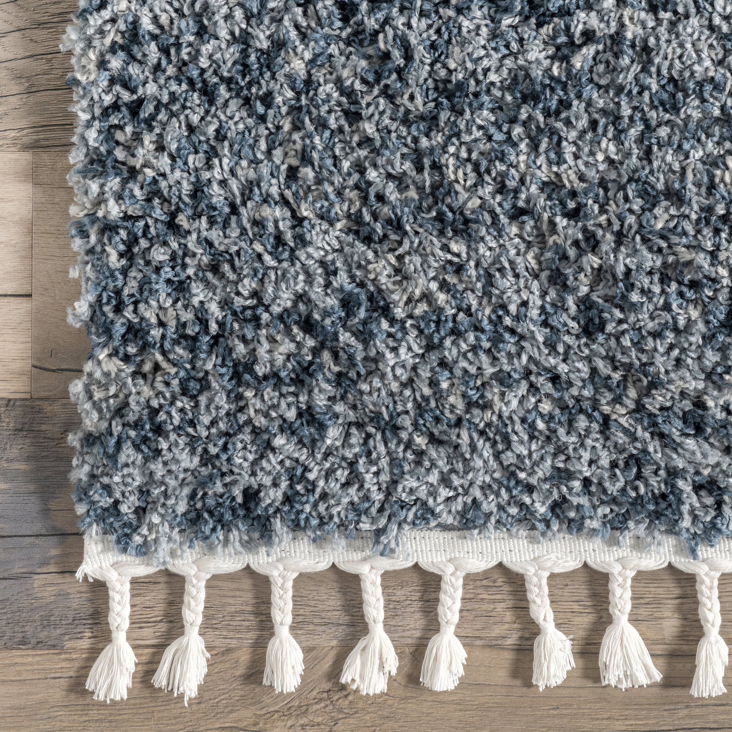 Shaded Shag With Tassels Rug | Blue