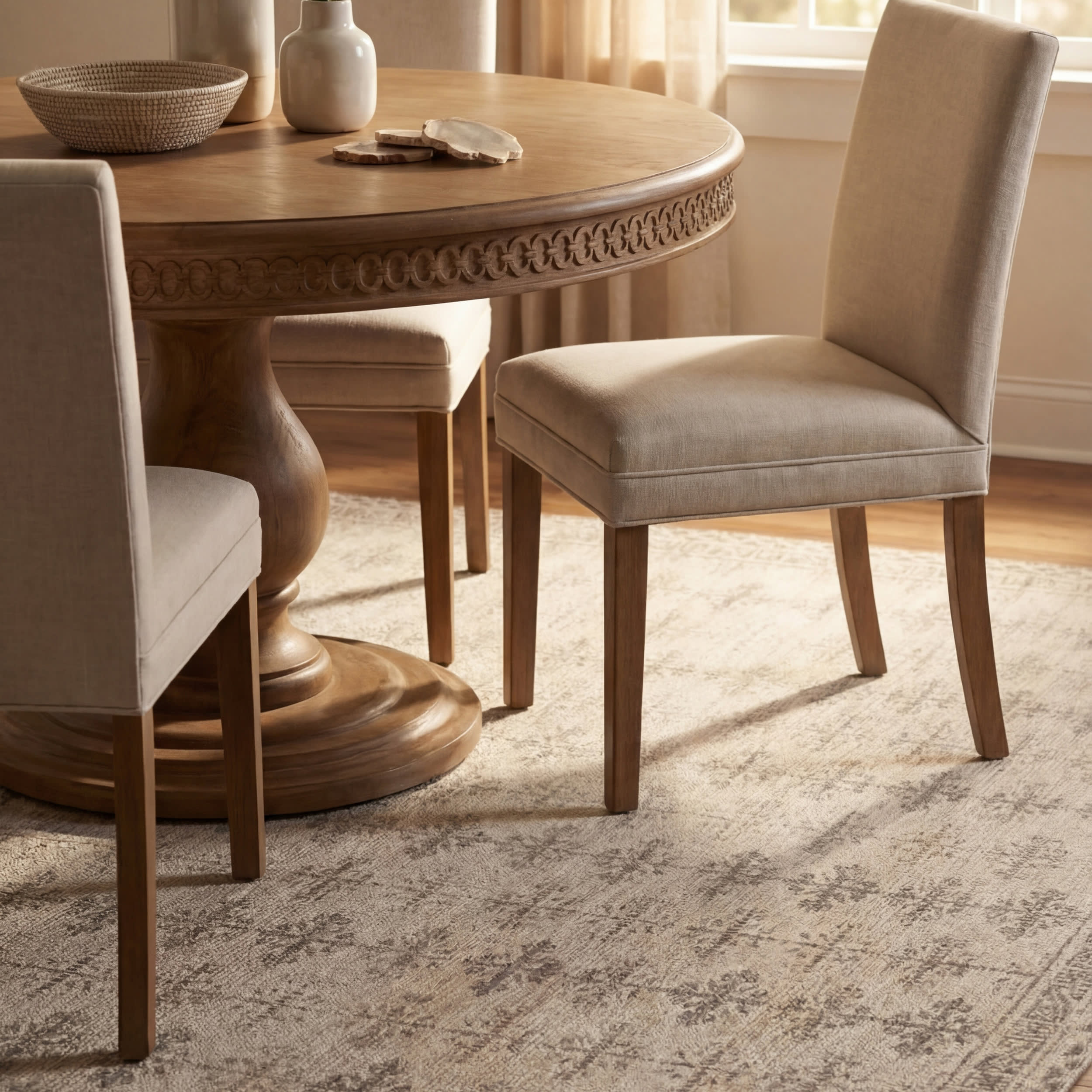 Zayna Traditional Bordered Washable Rug | Ivory
