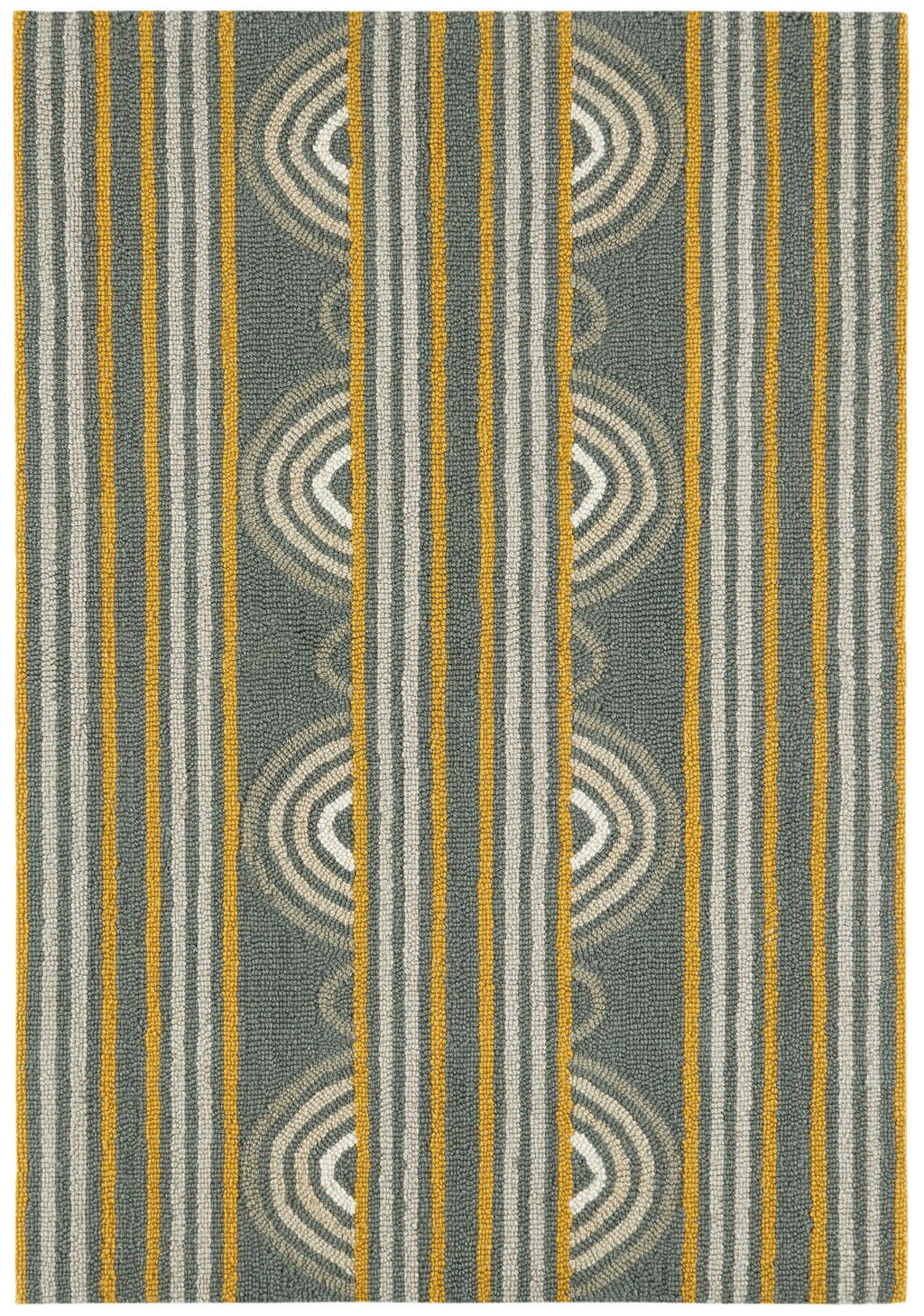 Button Hand Micro Hooked Wool Rug | Grey