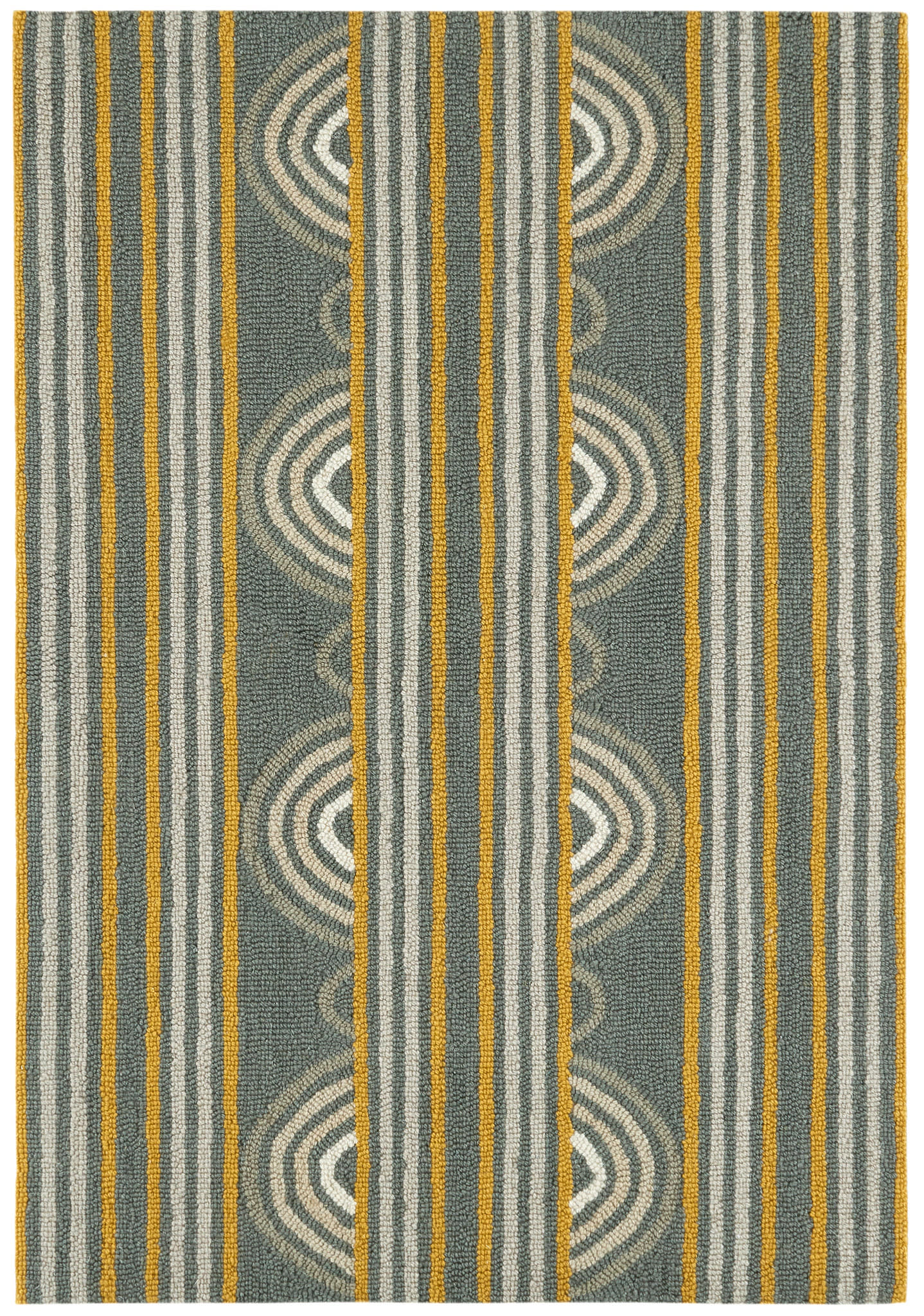 Button Hand Micro Hooked Wool Rug | Grey