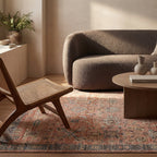 Mirelda Traditional Bordered Washable Rug | Peach