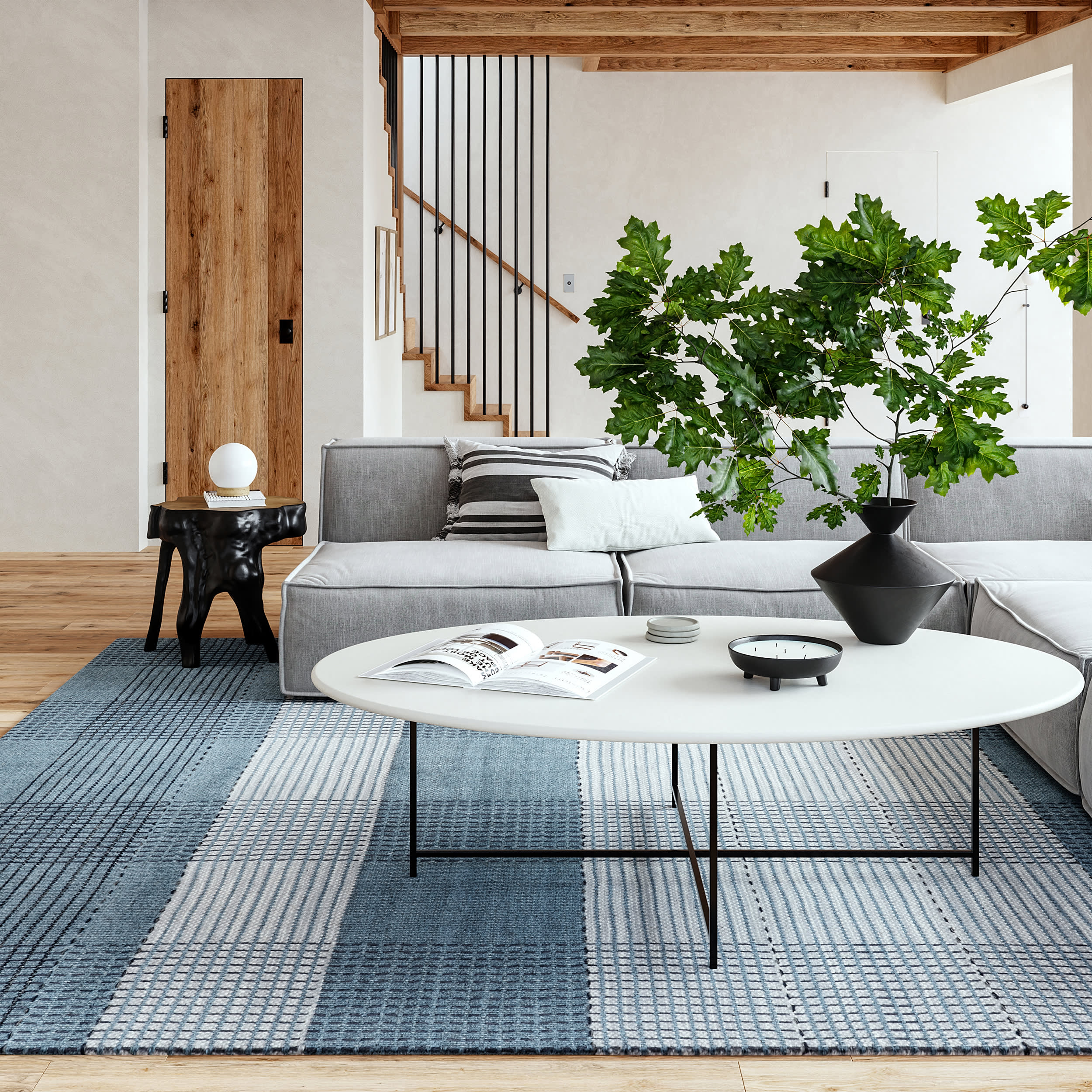 Oregon Plaid Wool Rug | Blue Secondary image