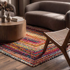 Bohemian Chindi Braided Rug | Multicolor