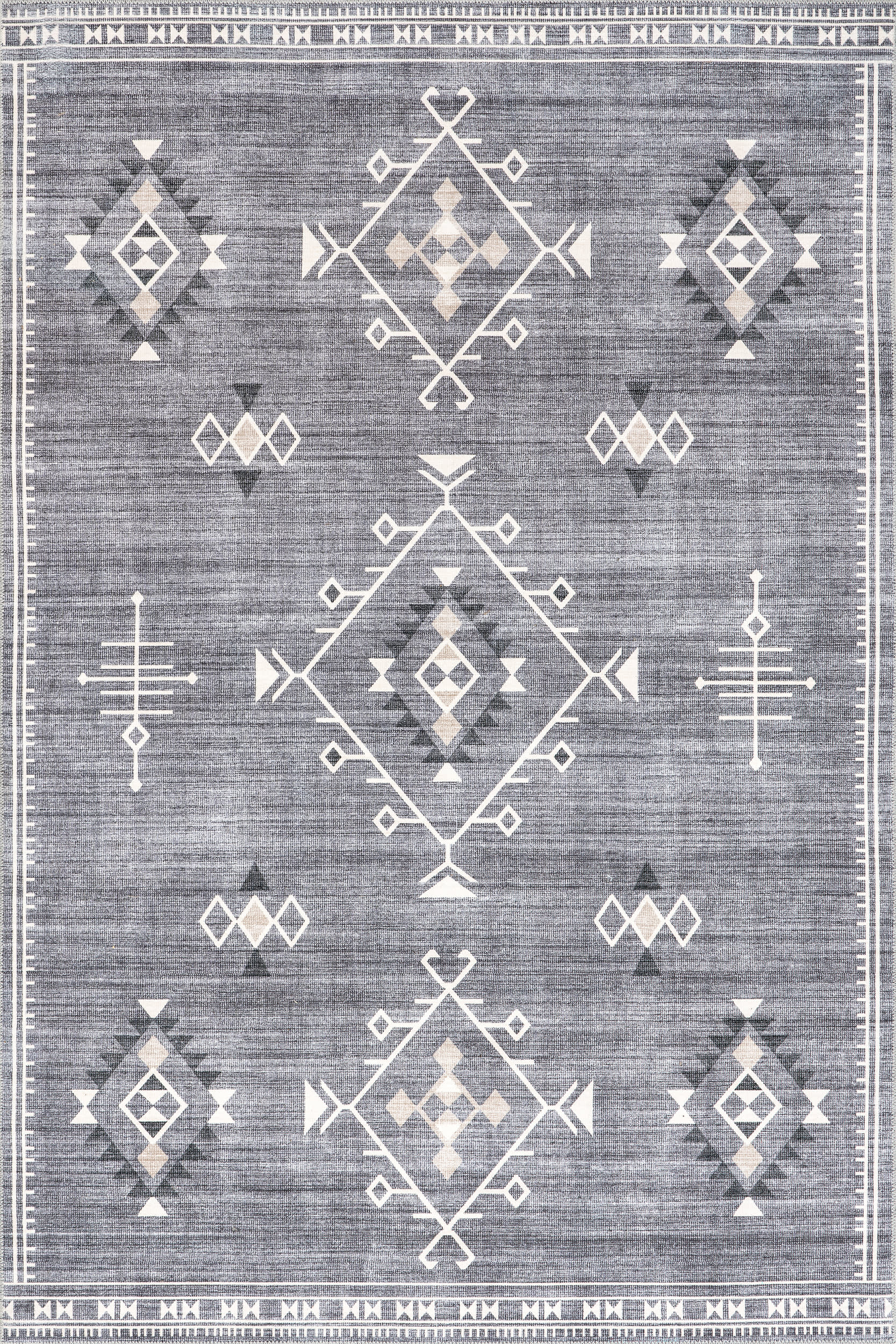 Poppy Persian Spill Proof Washable Rug | Grey Secondary image