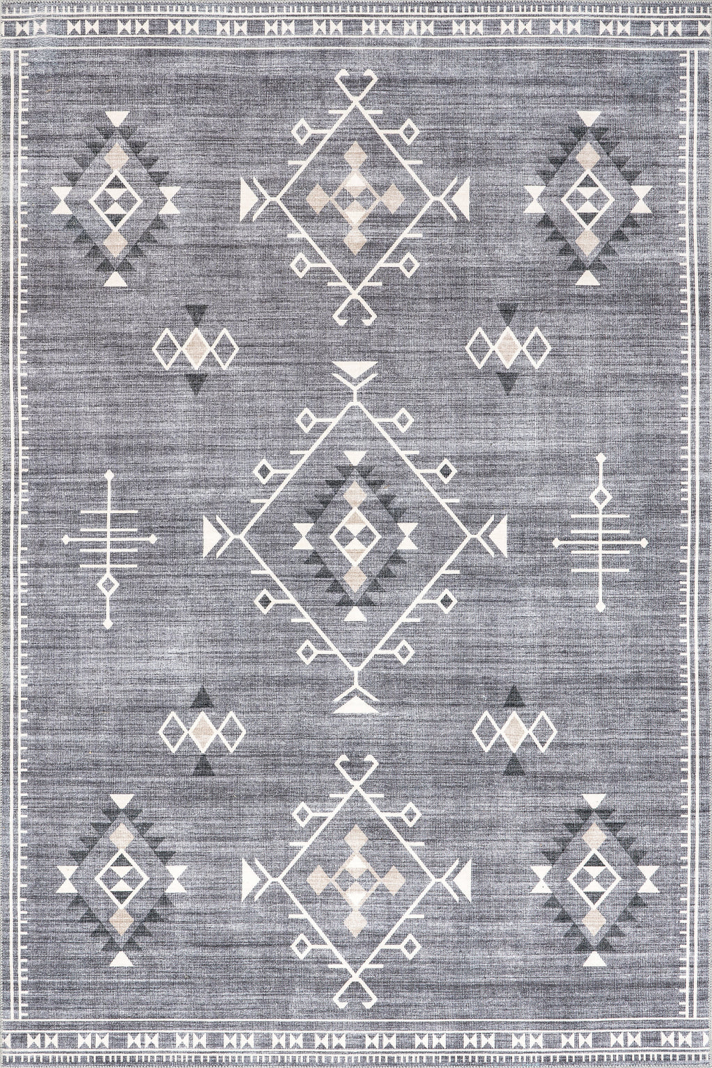 Poppy Persian Spill Proof Washable Rug | Grey