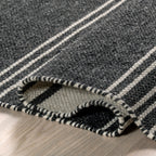 Birchwood Reversible Striped Wool Rug | Dark Grey