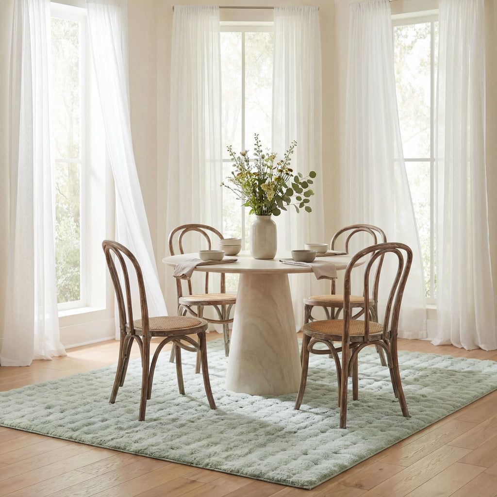 Ivana Checkered Plush Cloud Washable Rug | Mint Green