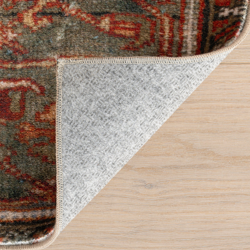 Maid Medallion Washable Rug | Red