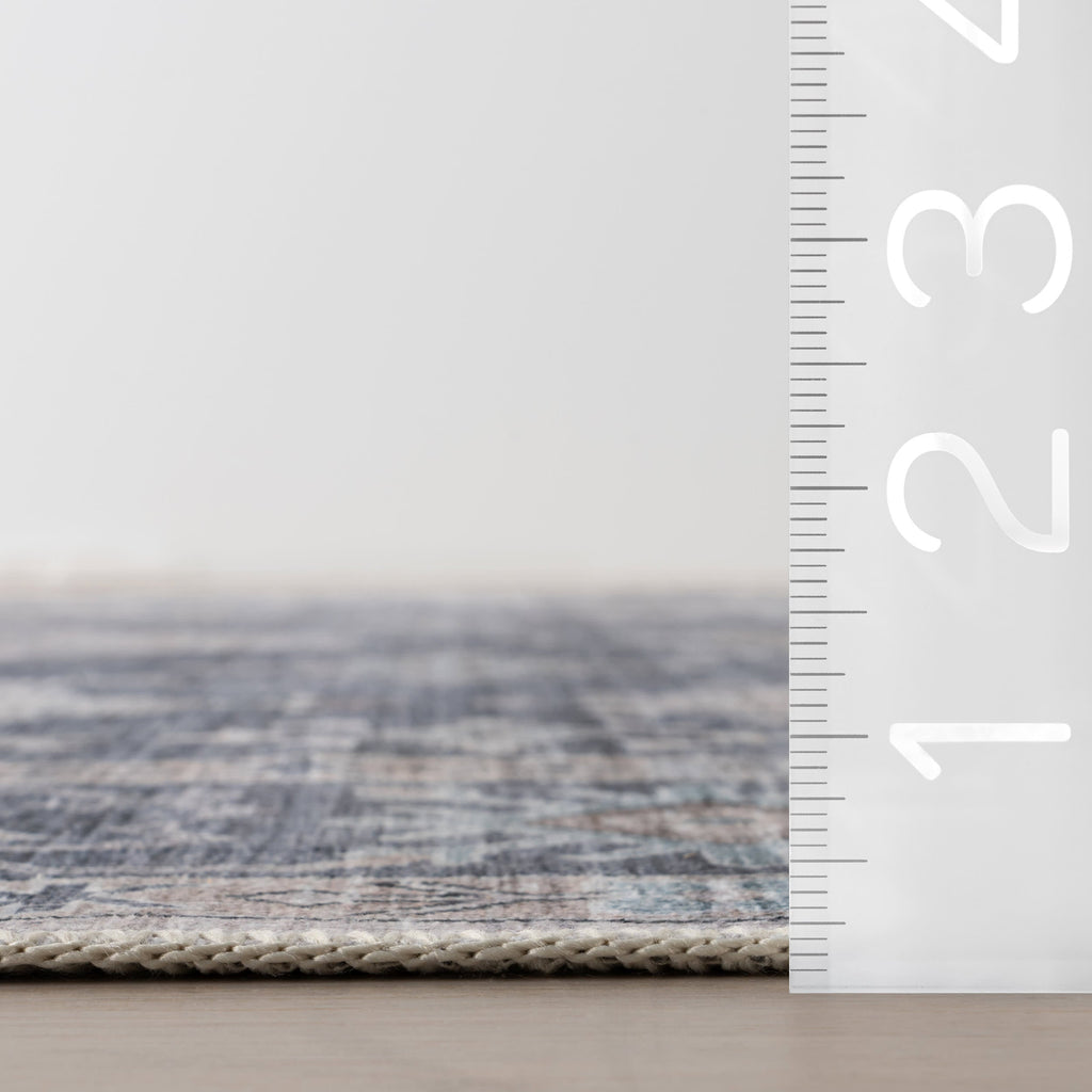 Francesca Timeworn Charm Spill Proof Washable Rug | Blue