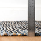 Denim Rag Gridwork Handwoven Cotton Rug | Blue