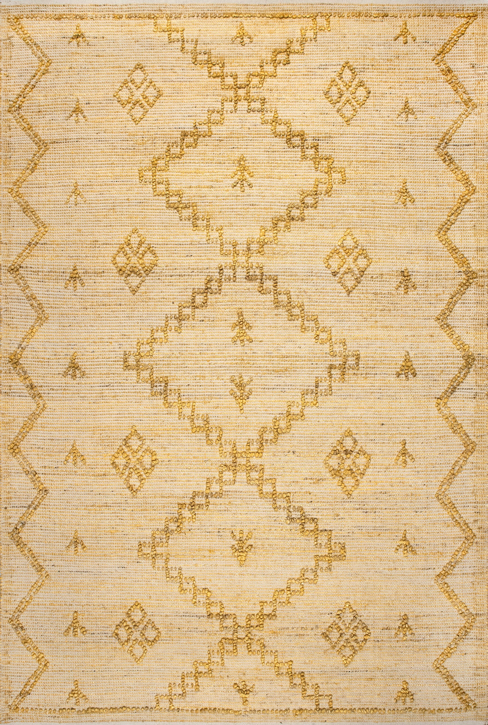 Textured Moroccan Jute Rug | Yellow