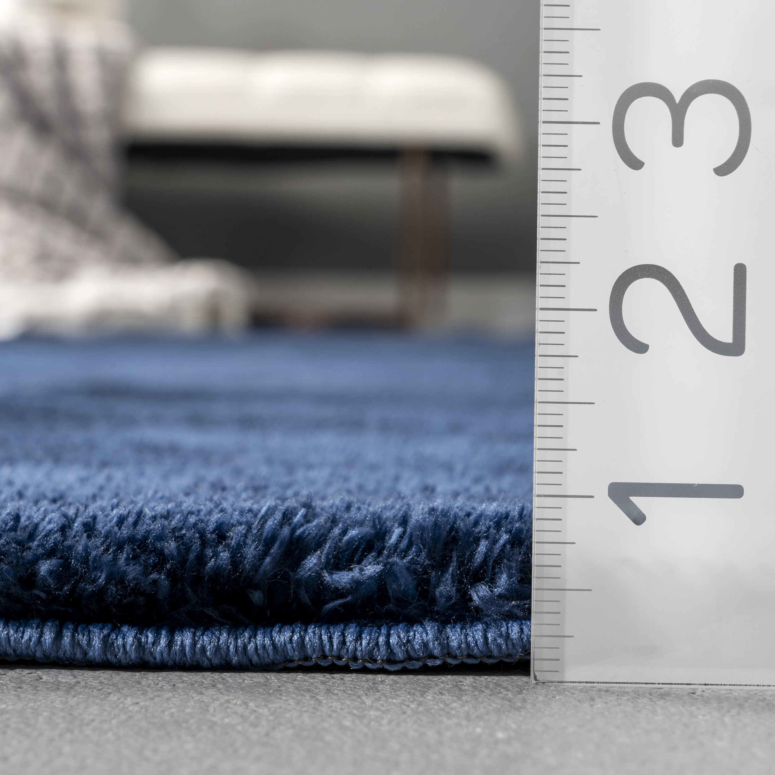 Washable Solid Shag Rug | Navy