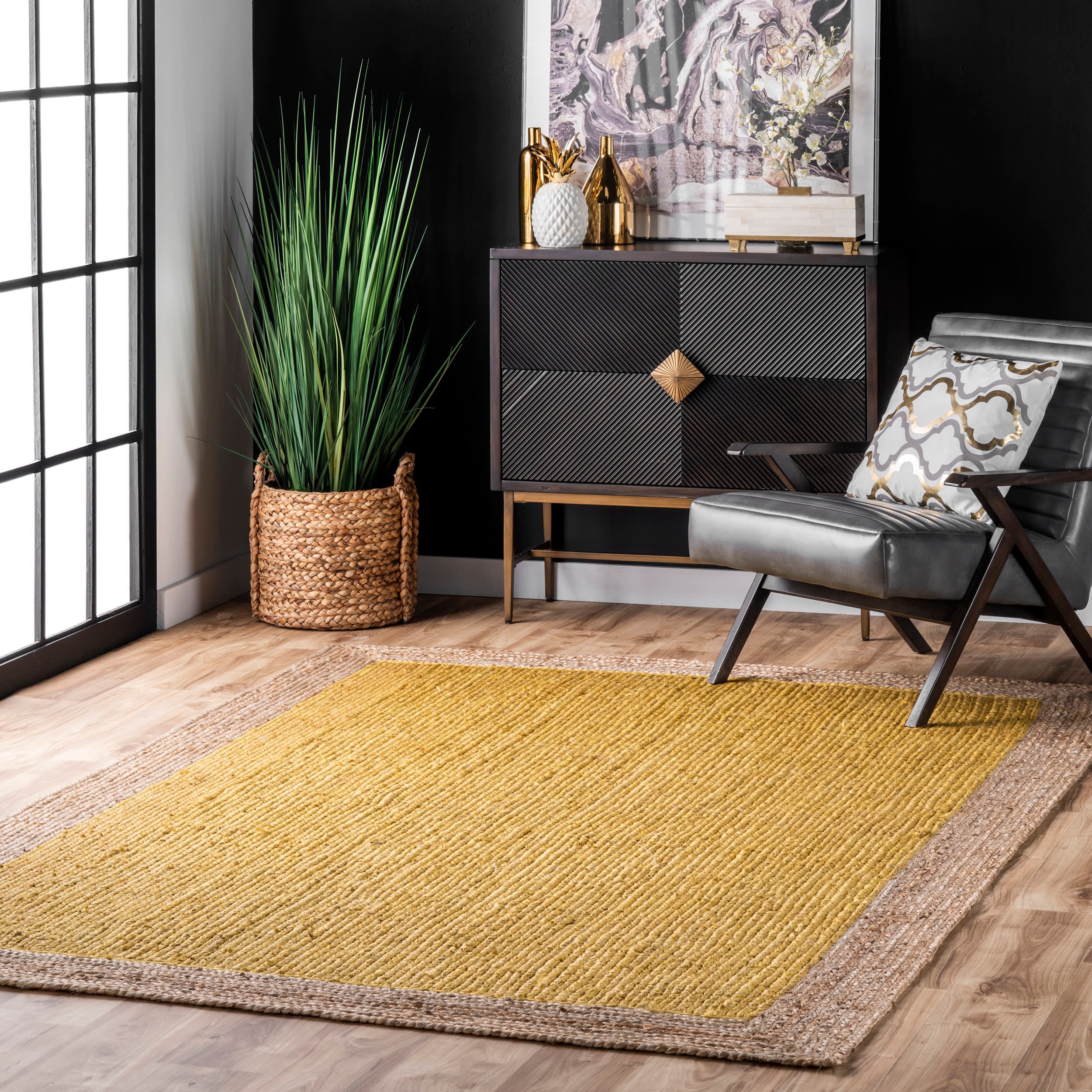 Jute Simple Border Rug | Yellow Secondary image