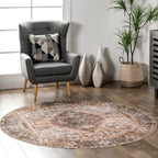 Zella Washable Vintage Rug | Light Brown
