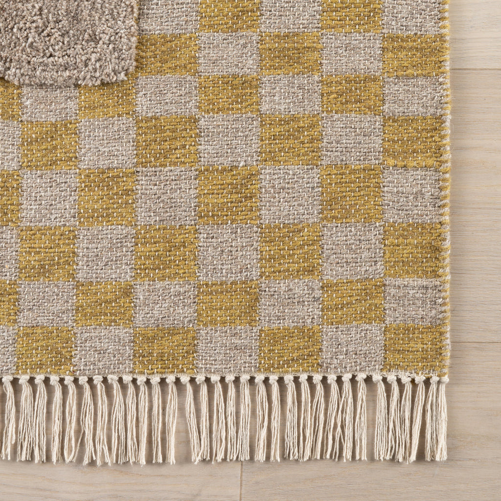 Memphis Modern Checkered Hand Woven Rug | Golden Yellow