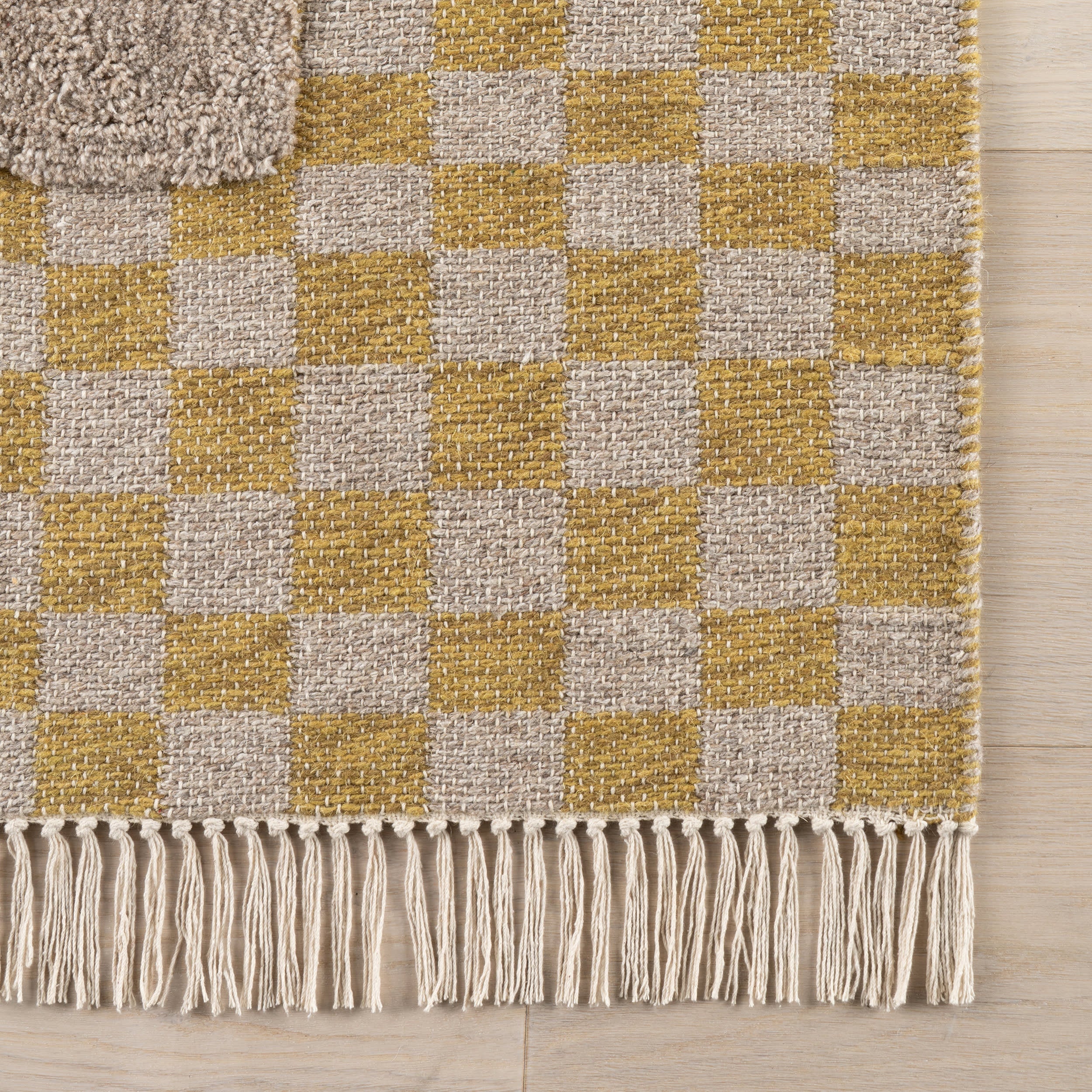 Memphis Modern Checkered Hand Woven Rug | Golden Yellow