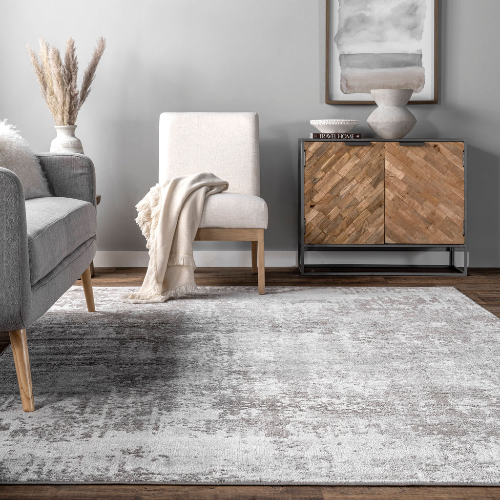 Whitney Vintage Abstract Rug | Light Grey