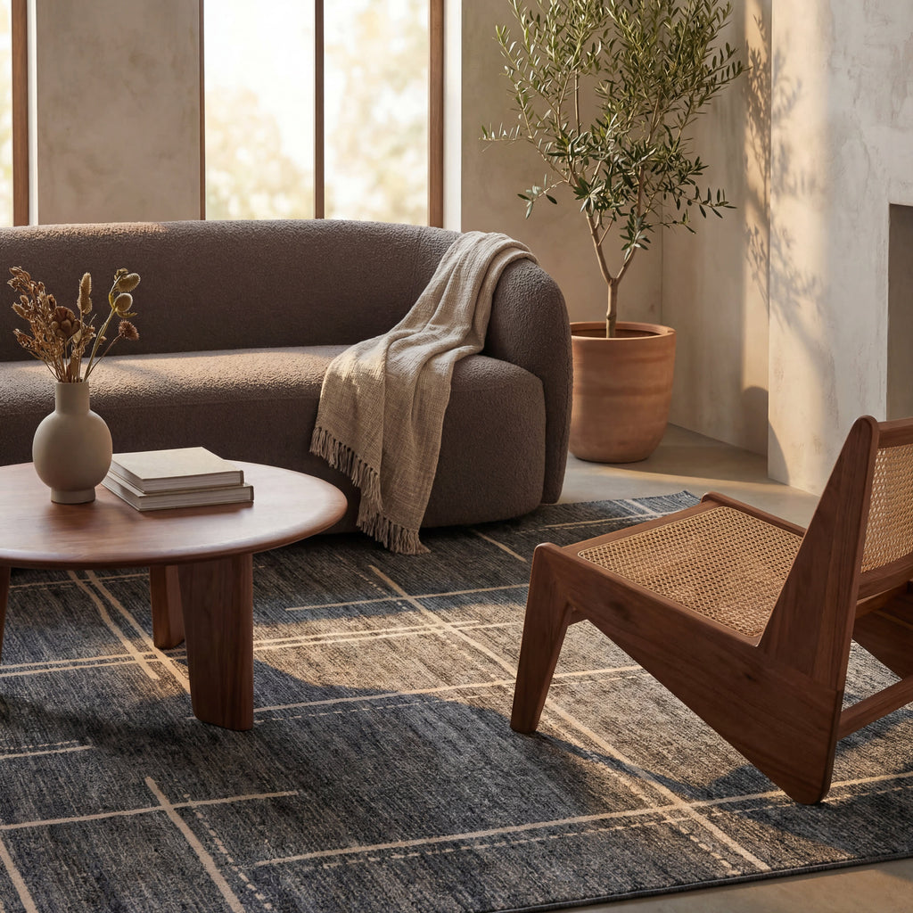 Noryn Abstract Washable Rug | Grey