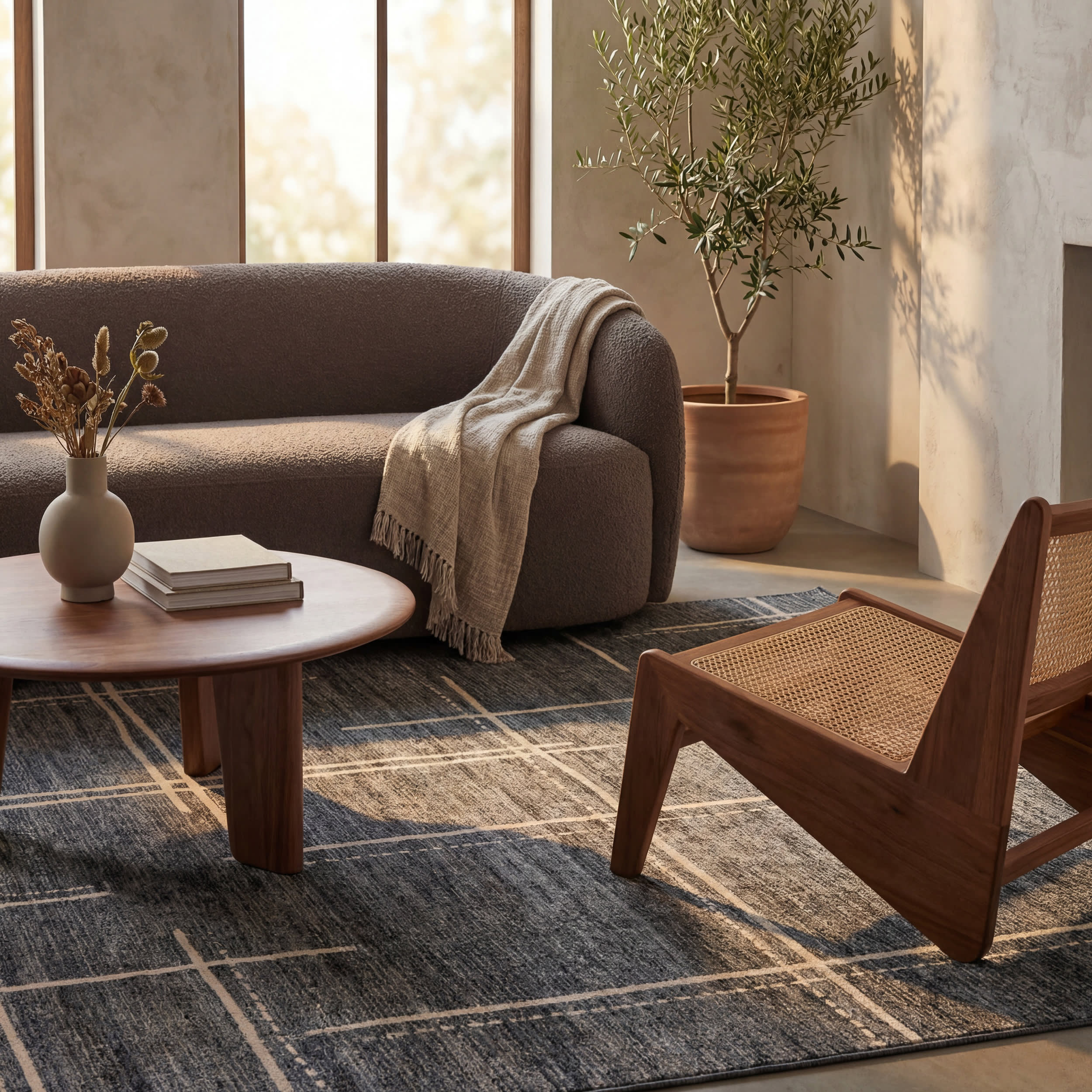 Noryn Abstract Washable Rug | Grey