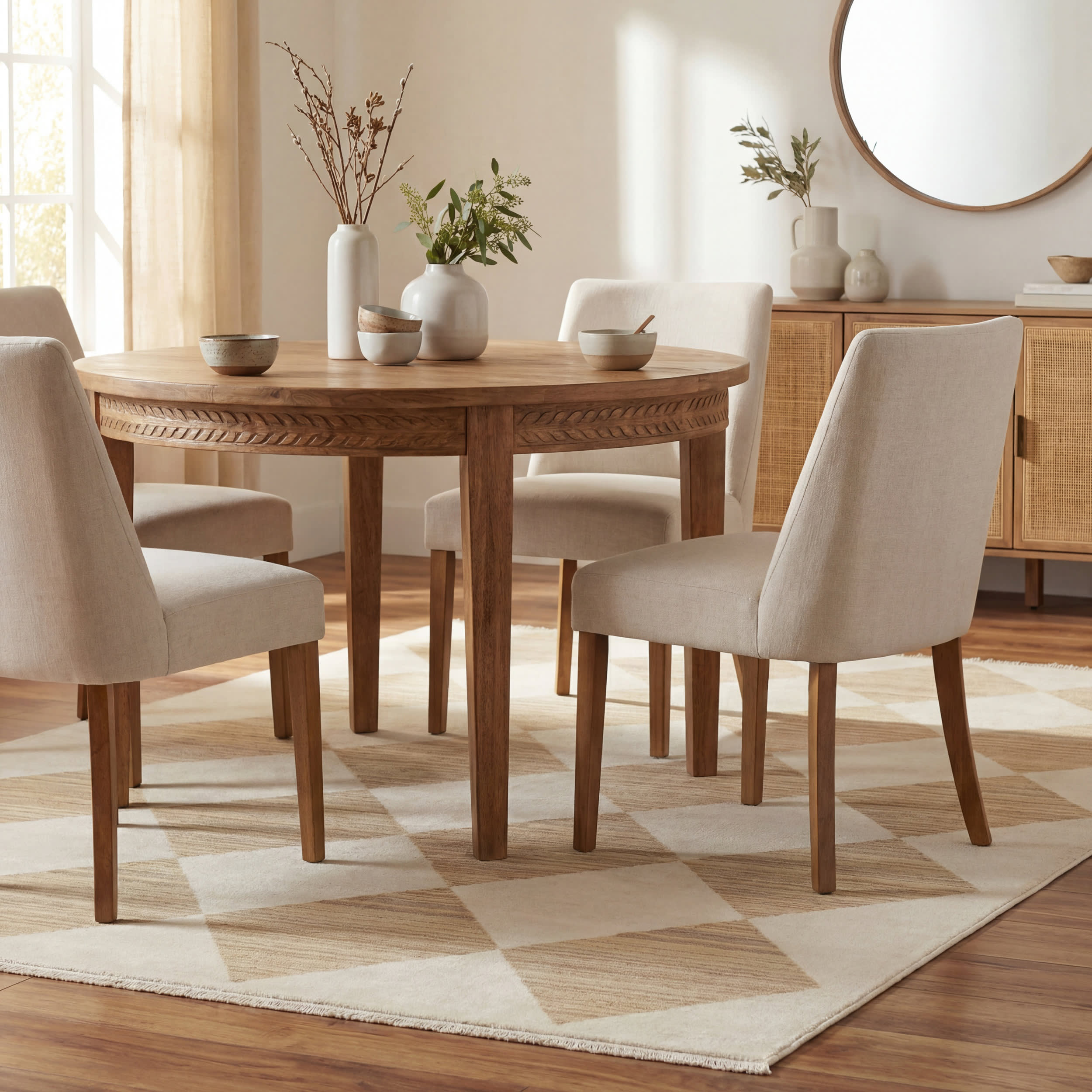 Vanni Checkered Fringed Rug | Ivory