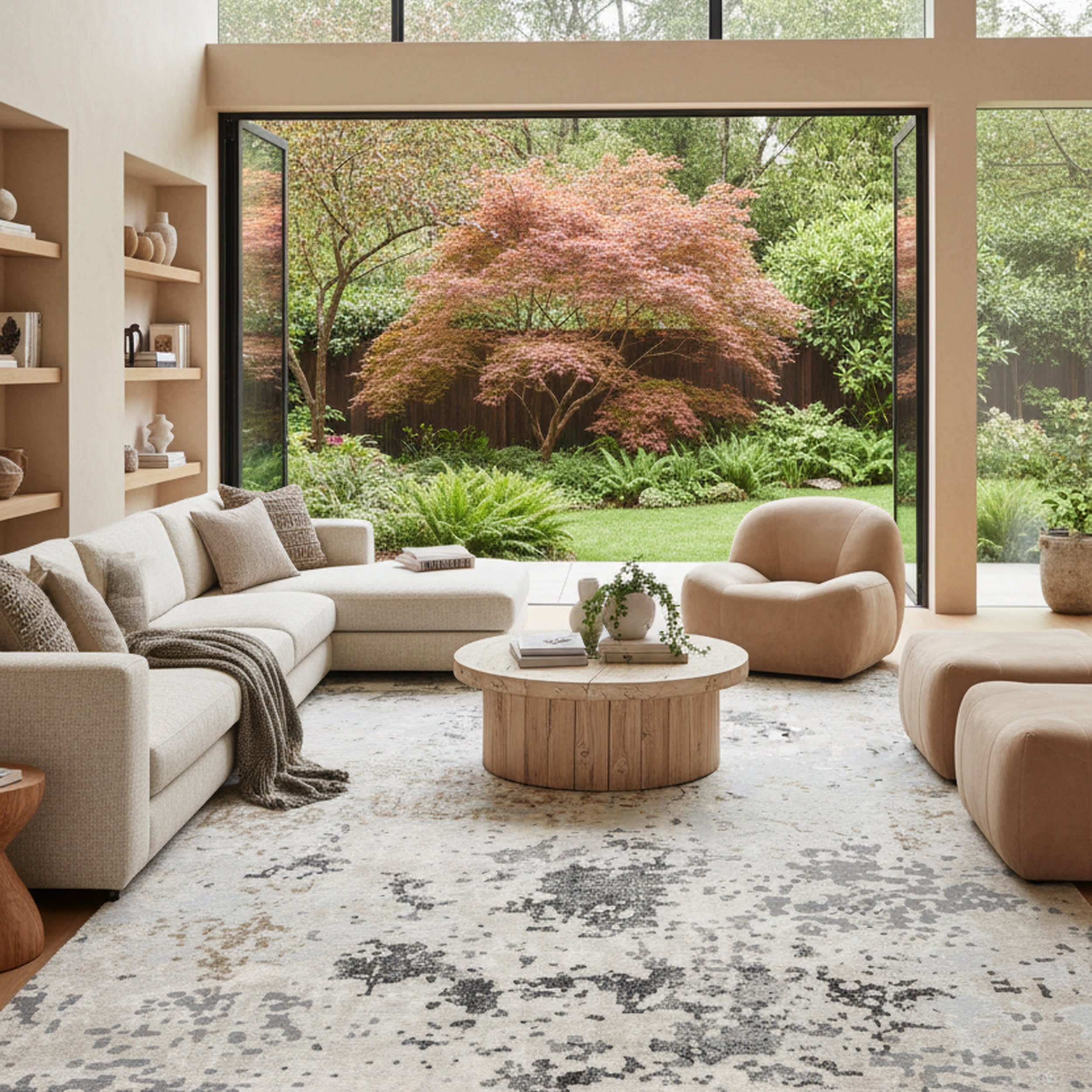 Ricki Mottled Abstract Rug | Beige Secondary image