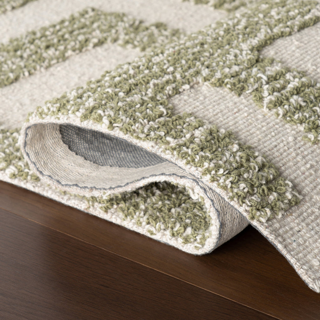 Riel Bohemian Geometric Wool Rug | Green