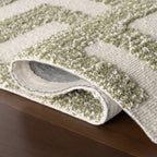 Riel Bohemian Geometric Wool Rug | Green