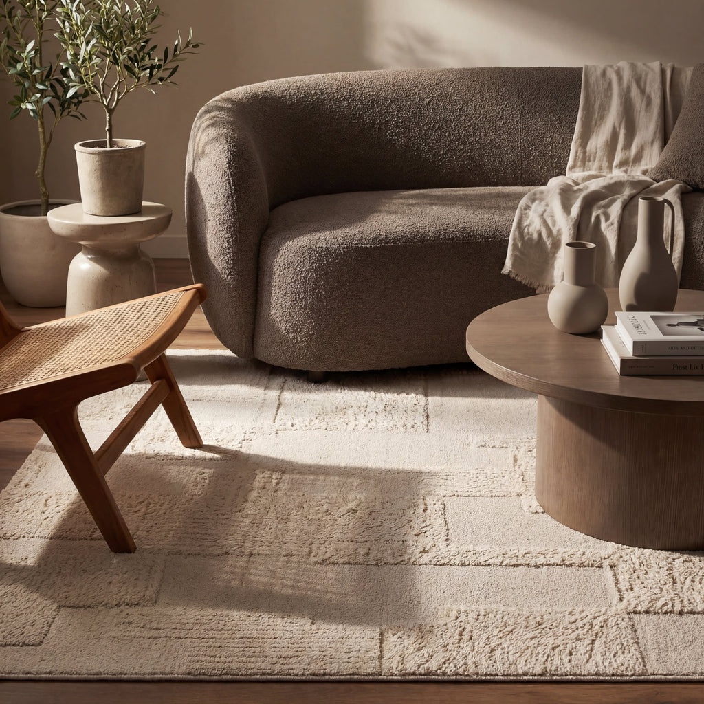 Sorvelle Modern Solid Wool Rug | Ivory